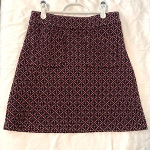 LOFT Maroon/Burgundy & Navy Skirt with Pockets